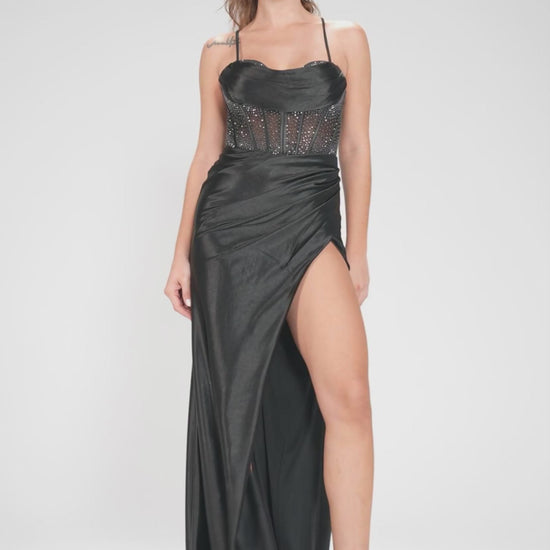 Sheath-Column Maxi Stretch Satin Prom Dress CS1039 - COCOMELODY