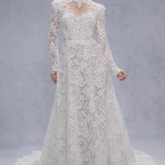 A-Line Court Train Lace Tulle Wedding Dress CW3538 - COCOMELODY