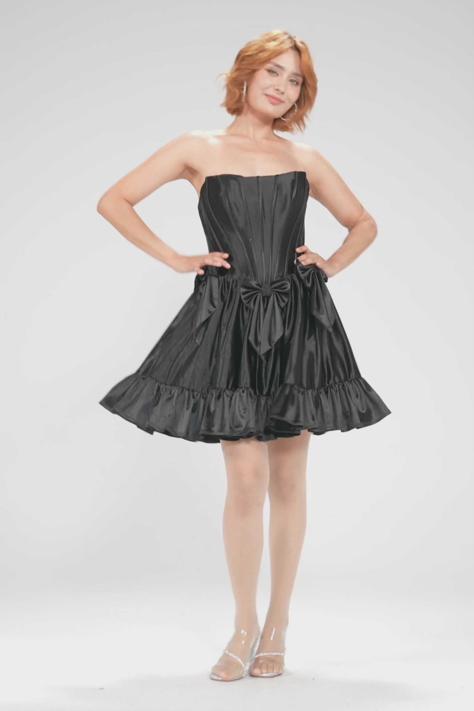 A-Line Mini Stretch Satin Homecoming Dress CS1015