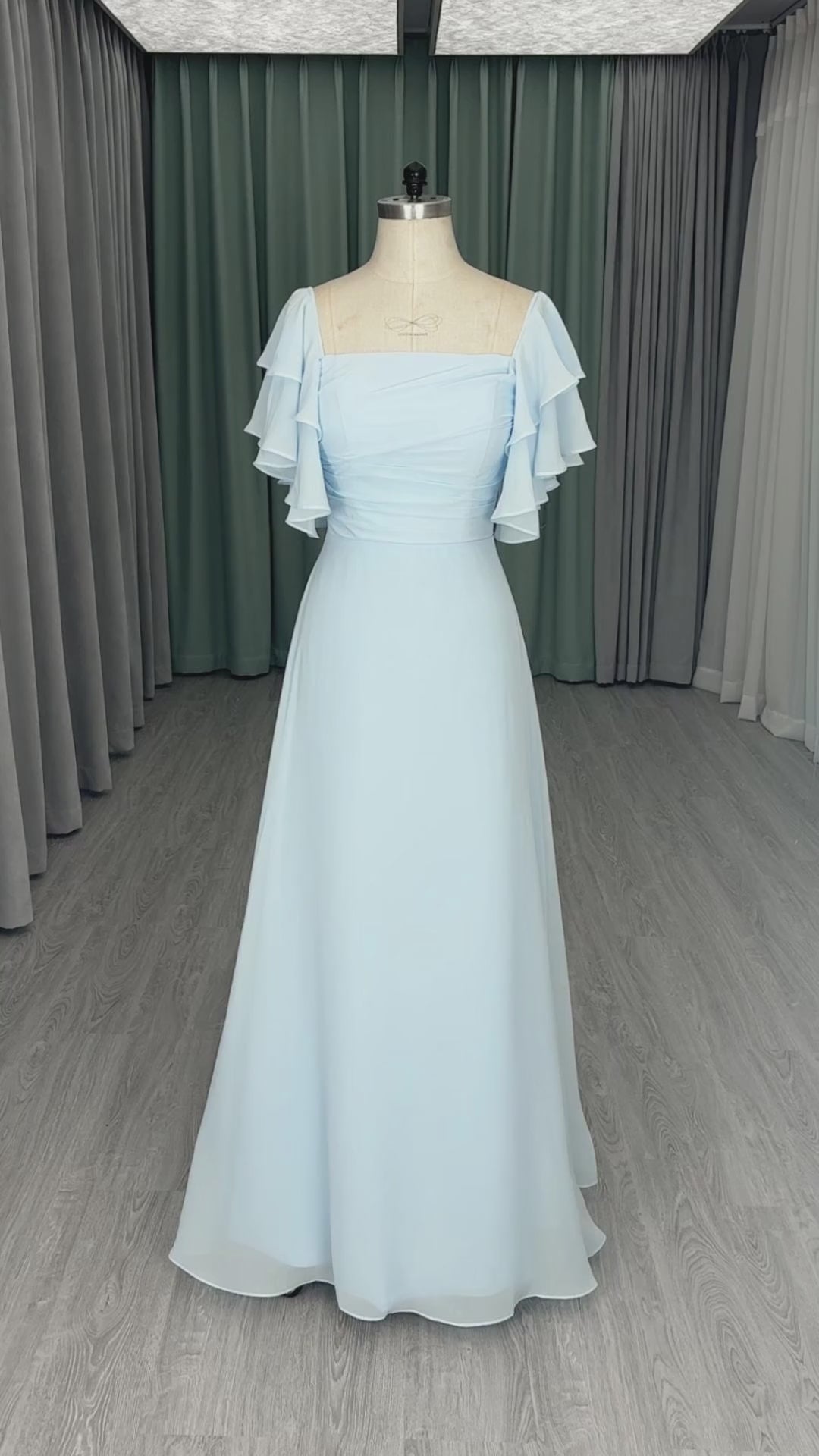 sachin and babi light blue dress Romantic Sleeveless Ruffles Chiffon Plus Size Bridesmaid Dresses UK –  mollyevers.co.uk main image 0