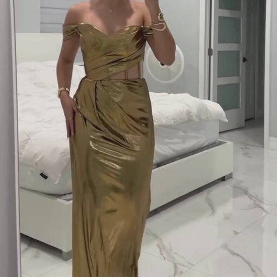 Sheath-Column Maxi Metallic Formal Dress CS0658 - COCOMELODY