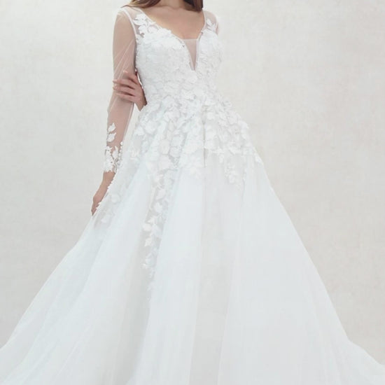 A-Line Chapel Train Tulle Wedding Dress CW3598 - COCOMELODY