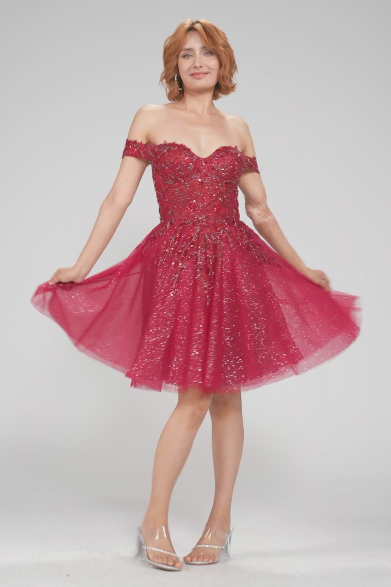A-Line Mini Glitter Homecoming Dress CS1037 - COCOMELODY