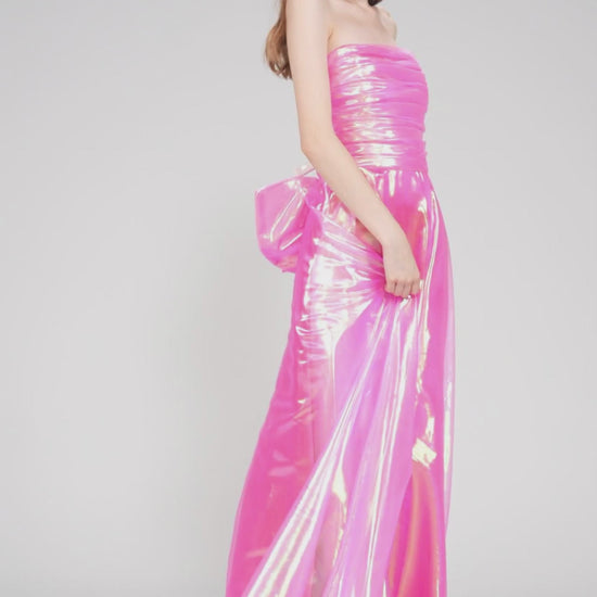 A-Line Sweep-Brush Train Organza Prom Dress CS0954 - COCOMELODY