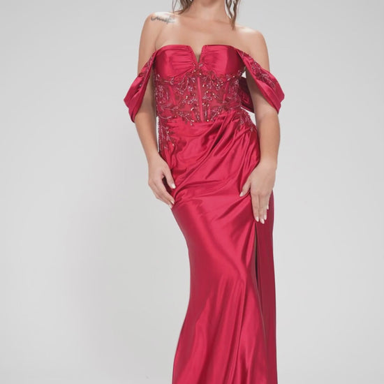Sheath-Column Sweep-Brush Train Stretch Satin Prom Dress CS1058 - COCOMELODY
