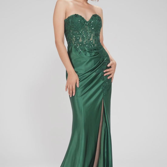 Sheath-Column Sweep-Brush Train Stretch Satin Prom Dress CS1056 - COCOMELODY
