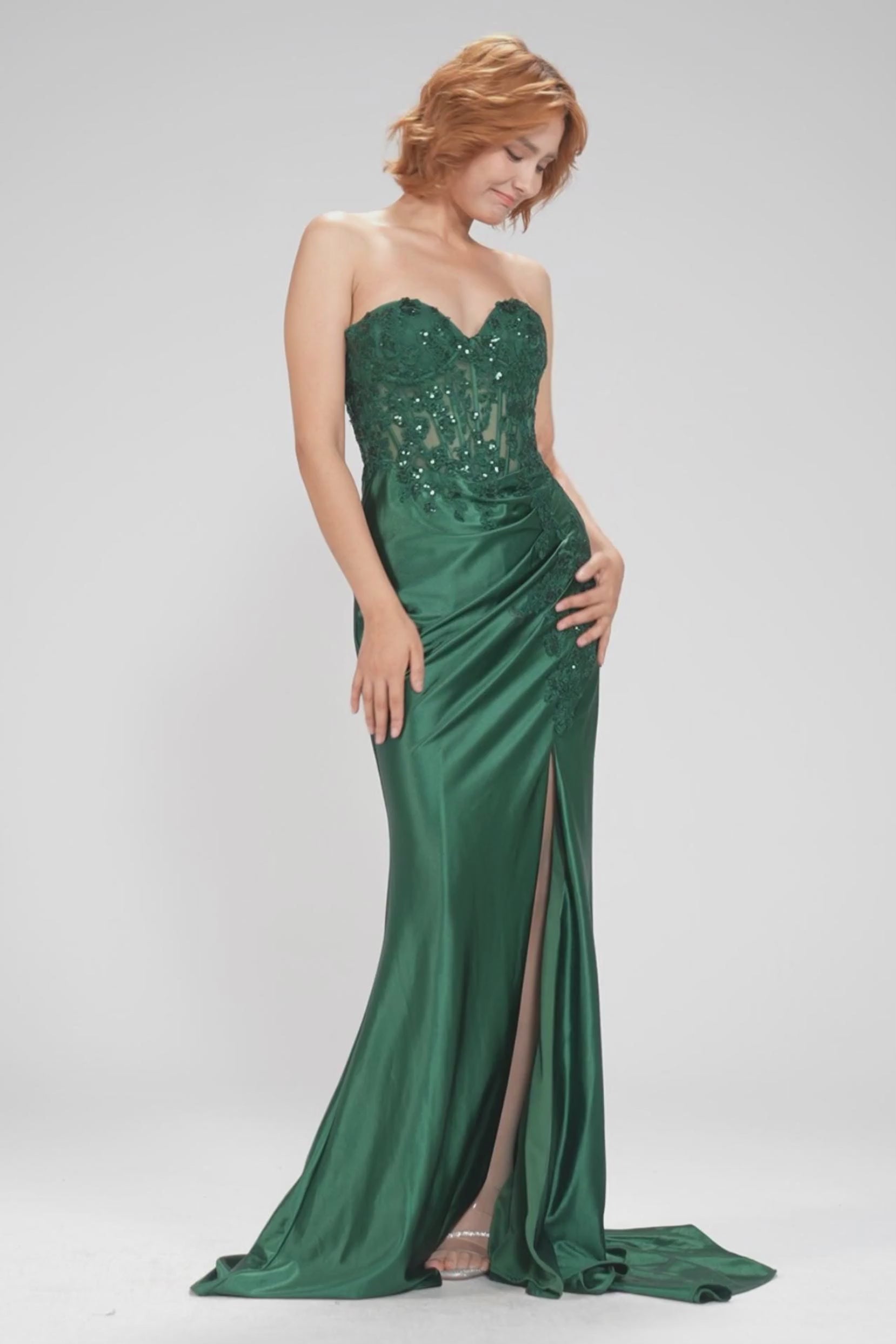 Sheath-Column Sweep-Brush Train Stretch Satin Prom Dress CS1056 - COCOMELODY