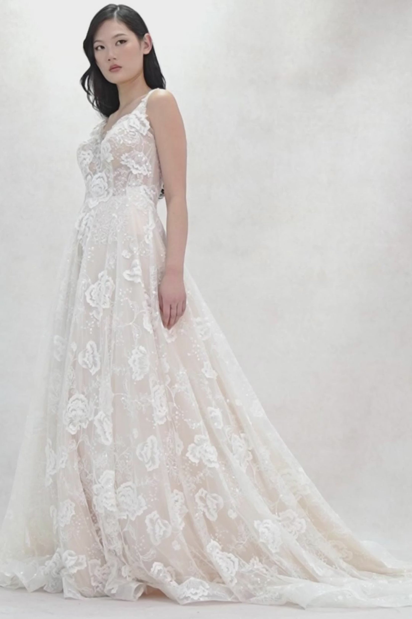 A-Line Court Train Lace Wedding Dress CW3636 - COCOMELODY