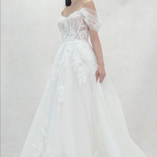A-Line Court Train Tulle Wedding Dress CW3614 - COCOMELODY