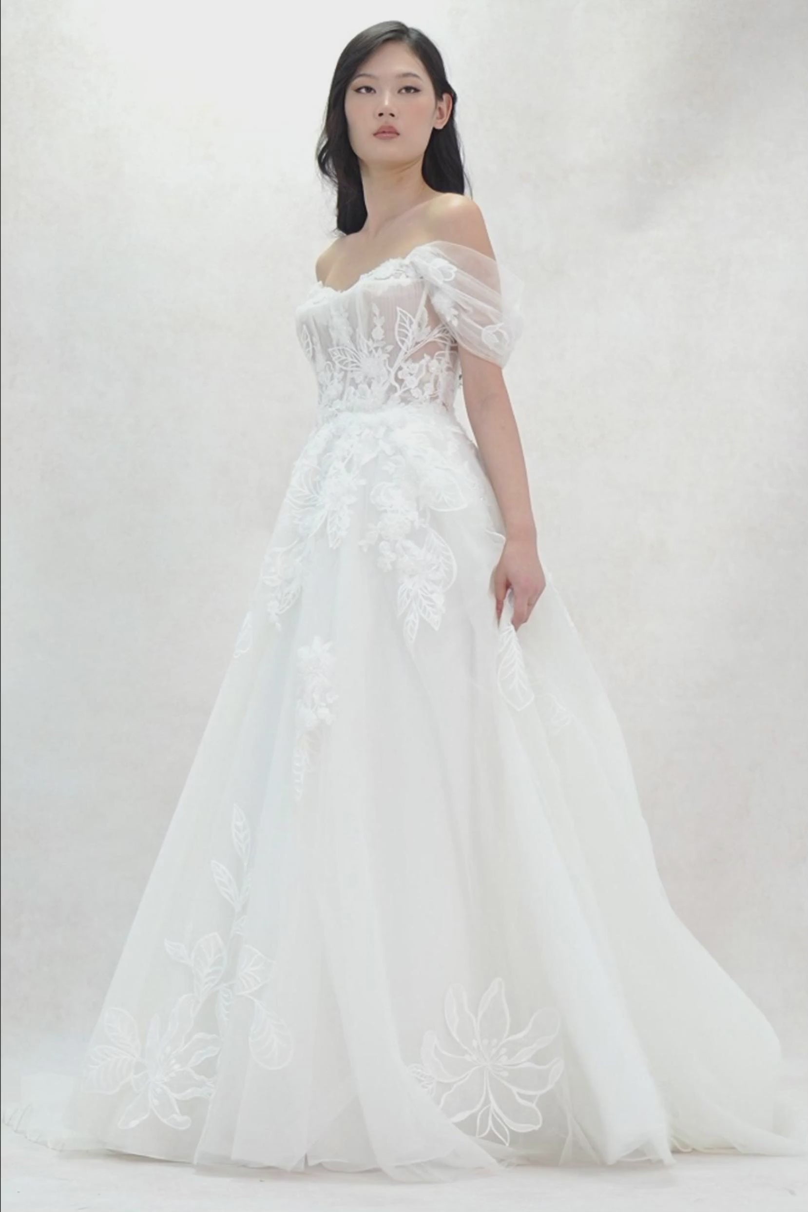A-Line Court Train Tulle Wedding Dress CW3614 - COCOMELODY