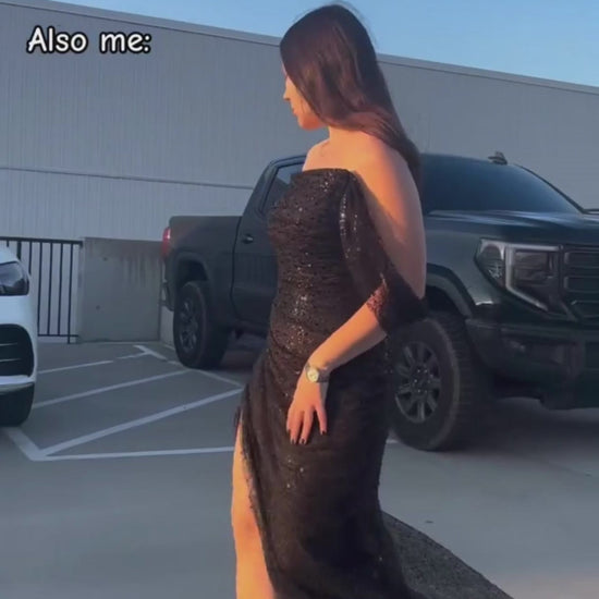 Sheath-Column Sweep-Brush Train Glitter Formal Dress CS0614 - COCOMELODY