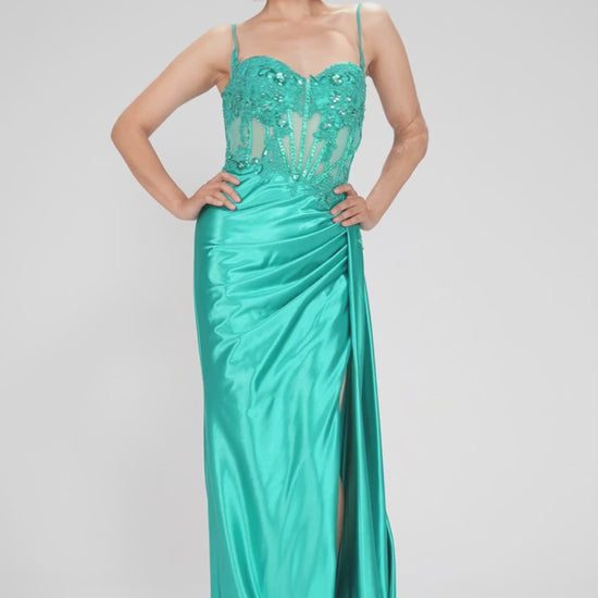 Sheath-Column Sweep-Brush Train Stretch Satin Prom Dress CS1065 - COCOMELODY
