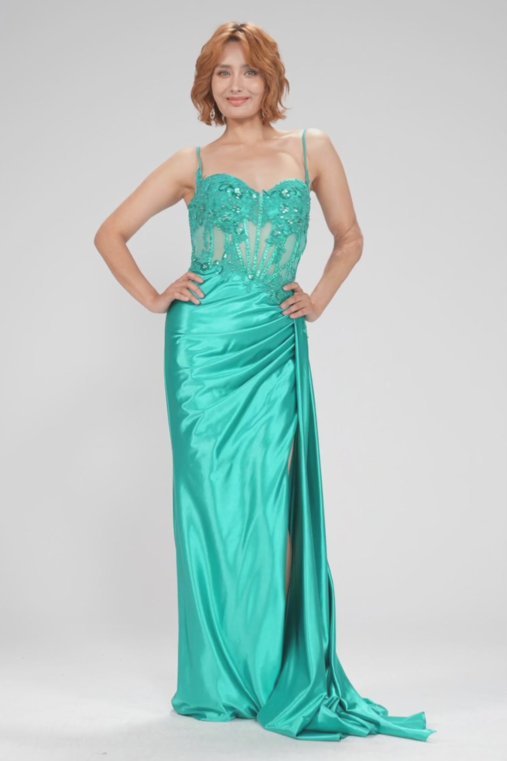 Sheath-Column Sweep-Brush Train Stretch Satin Prom Dress CS1065 - COCOMELODY