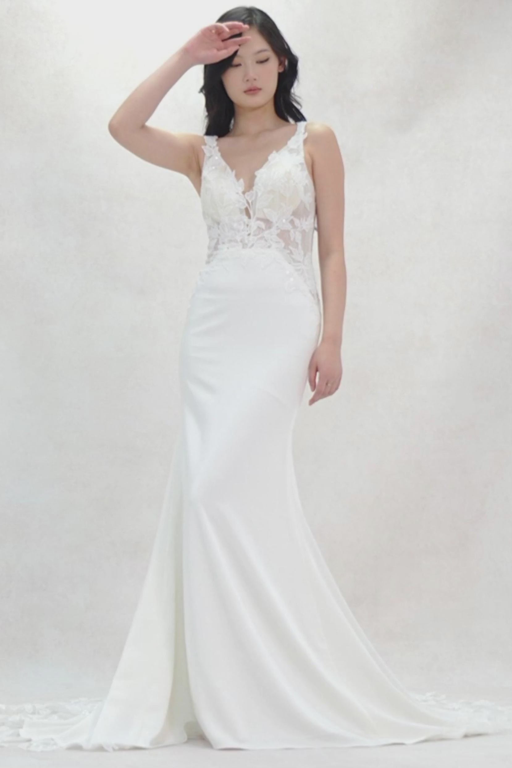Trumpet-Mermaid Chapel Train Stretch Satin Wedding Dress CW3607 - COCOMELODY