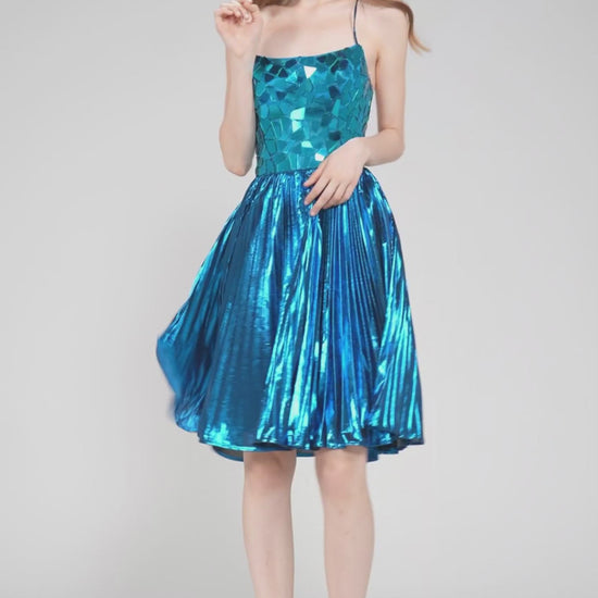 A-Line Mini Metallic Homecoming Dress CS0990 - COCOMELODY