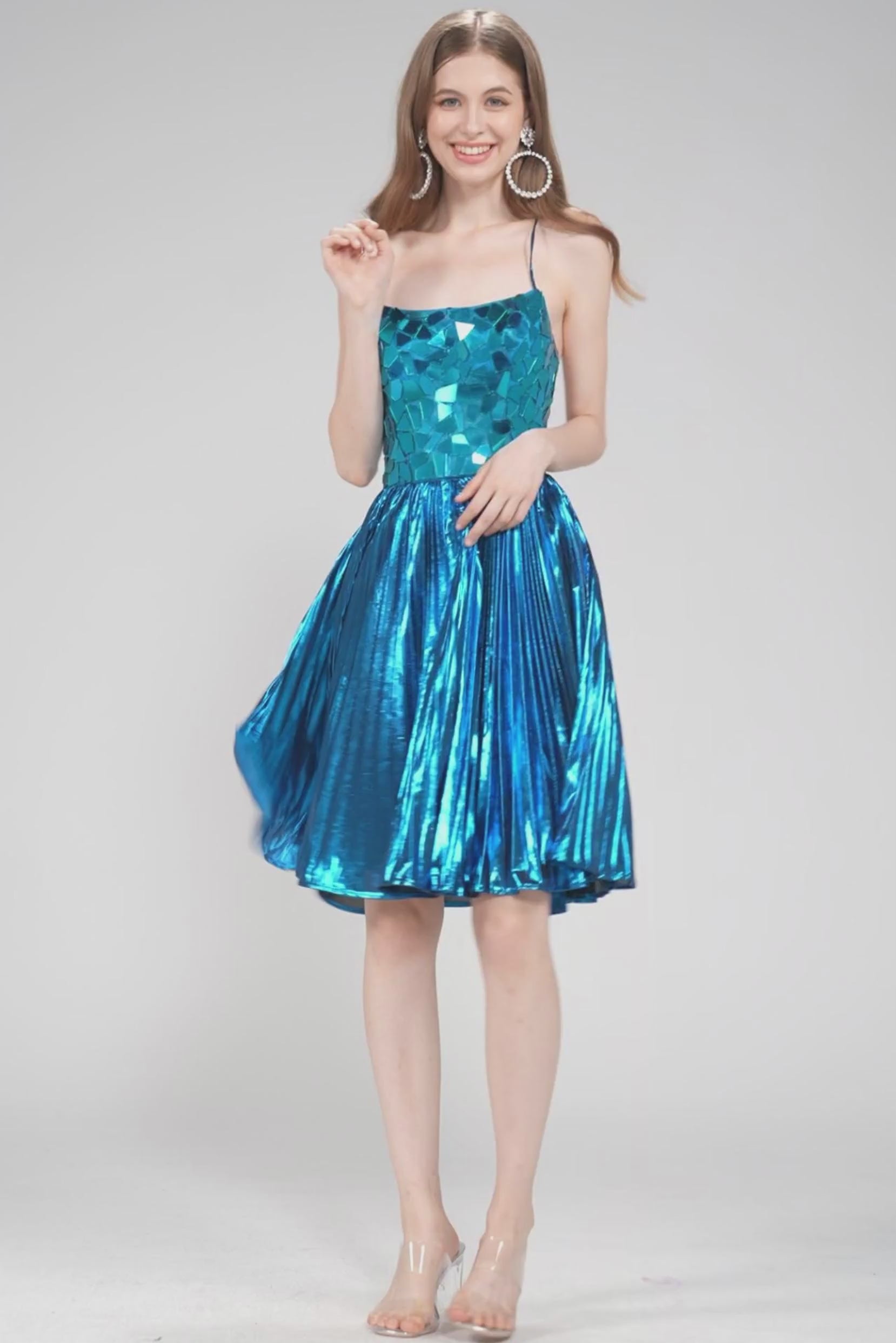 A-Line Mini Metallic Homecoming Dress CS0990 - COCOMELODY