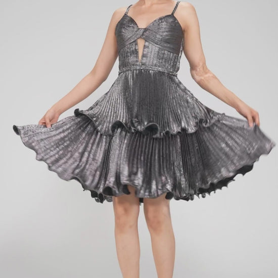 A-Line Mini Metallic Homecoming Dress CS0968 - COCOMELODY