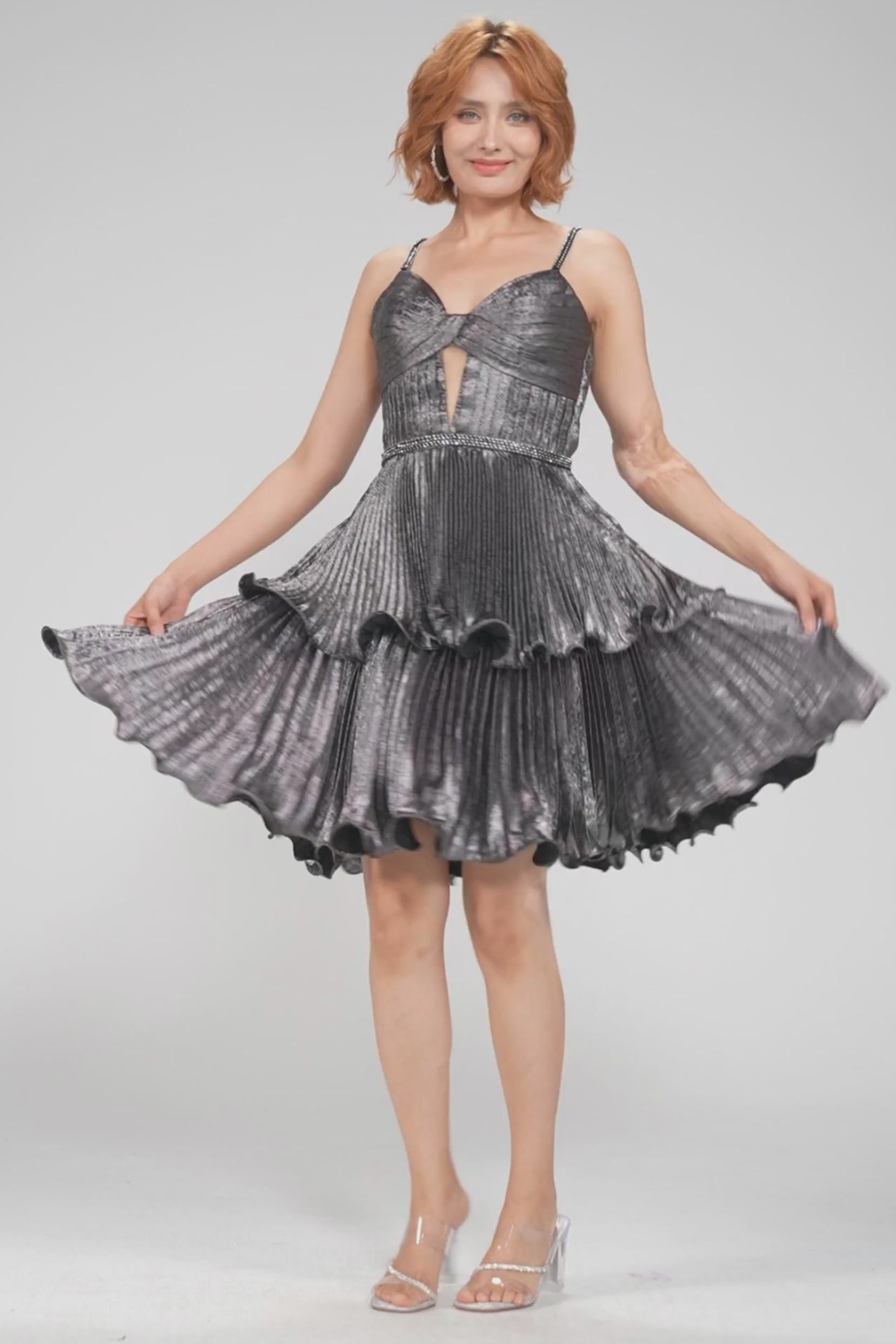 A-Line Mini Metallic Homecoming Dress CS0968 - COCOMELODY