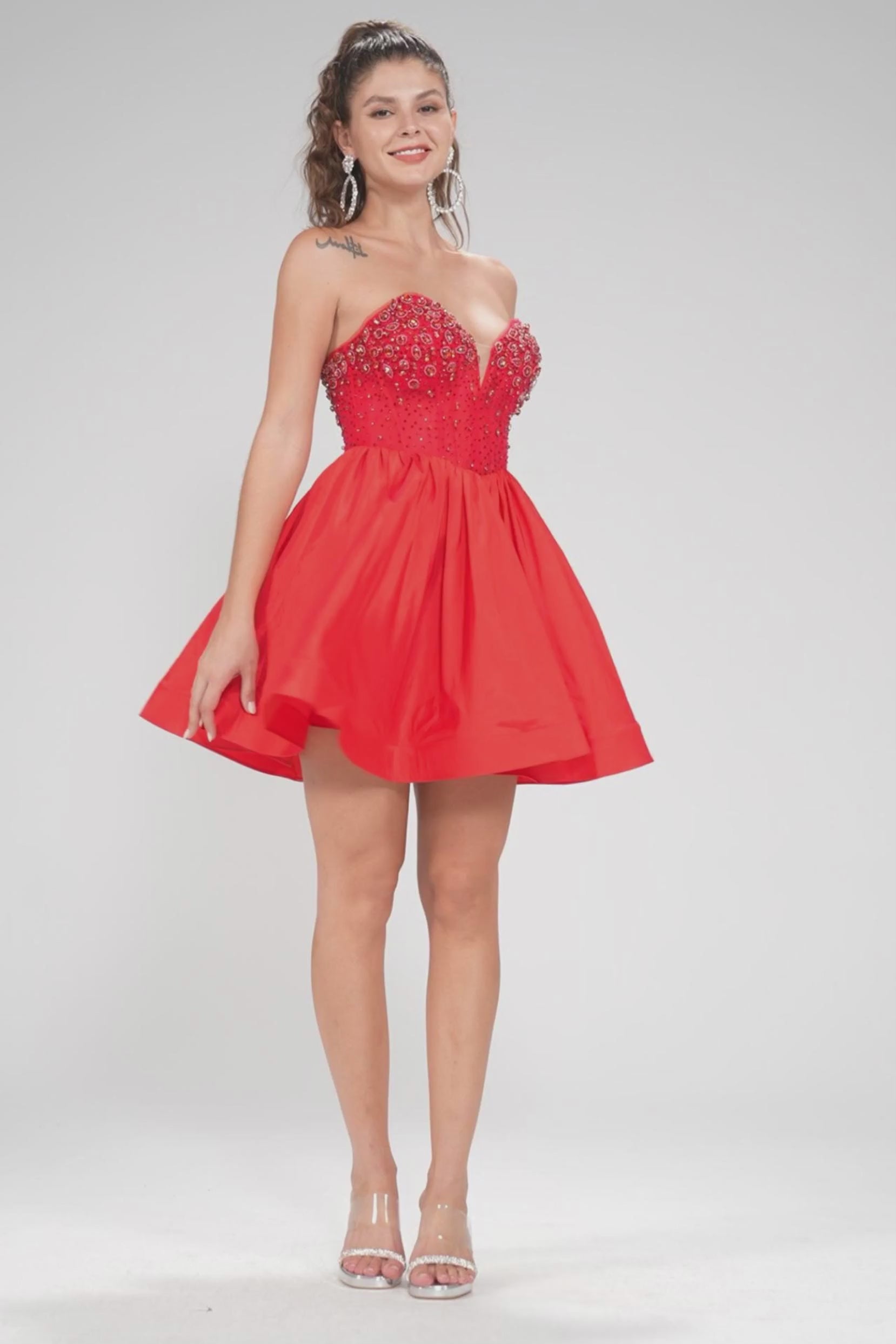 A-Line Mini Taffeta Homecoming Dress CS1034 - COCOMELODY