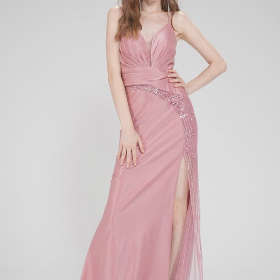 Sheath-Column Sweep-Brush Train Stretch Satin Prom Dress CS1054 - COCOMELODY