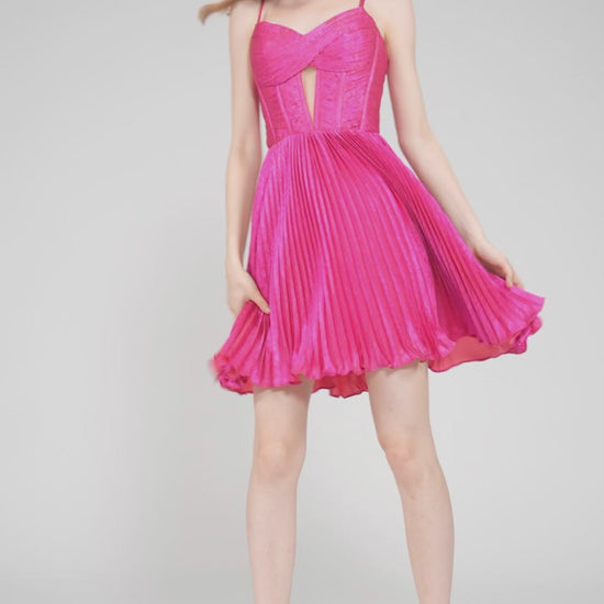 A-Line Mini Metallic Homecoming Dress CS0962 - COCOMELODY