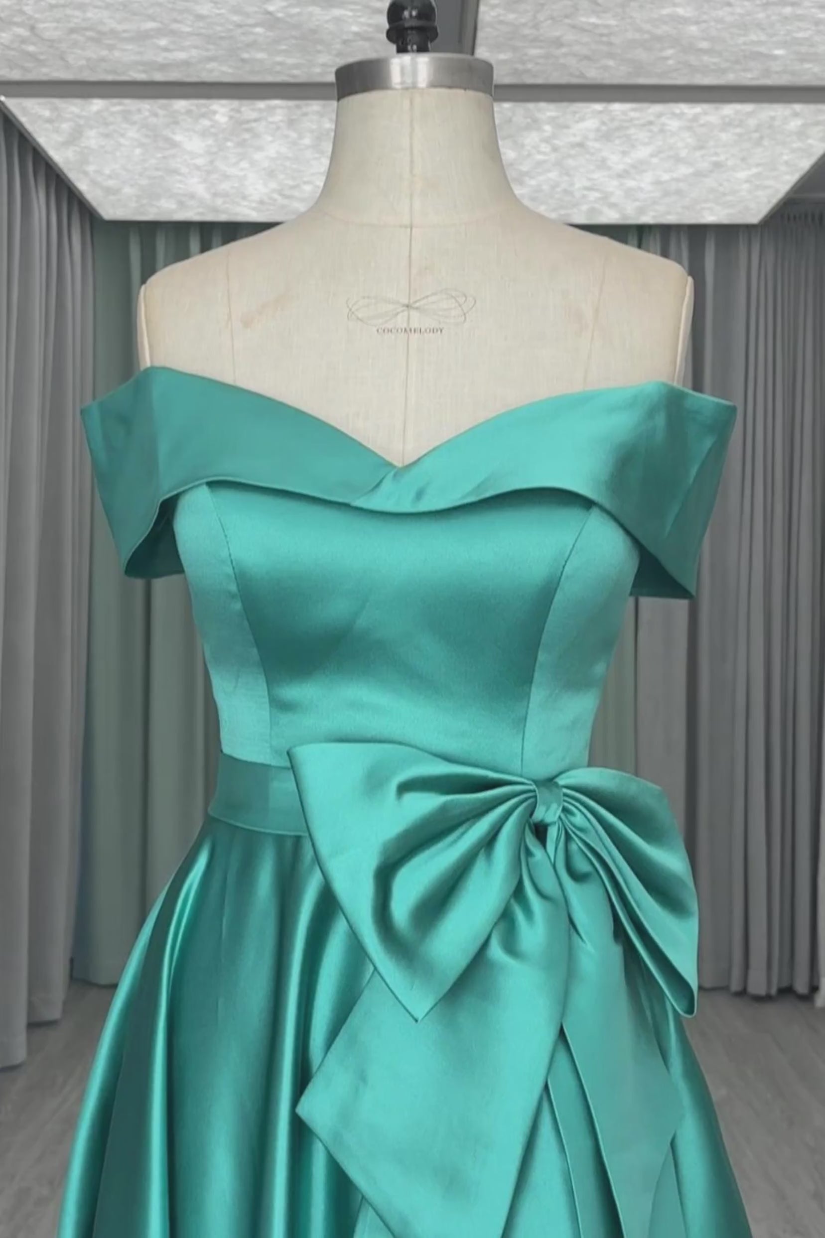 slim fit dress slacks A-Line Ankle Length Satin Elegant Mother of the Bride Dress Off The  Shoulder Pockets COCOMELODY CM0332