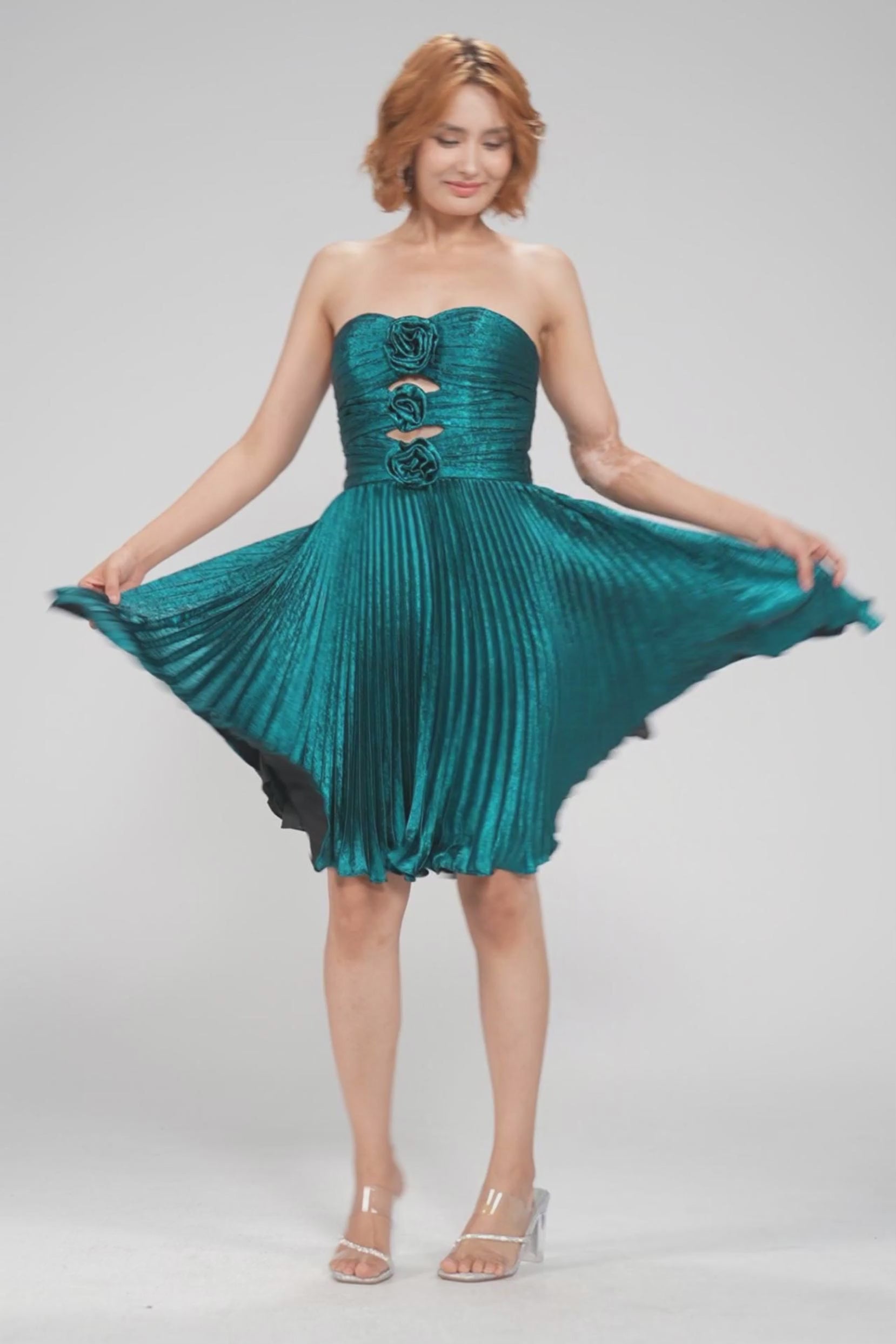 A-Line Mini Metallic Homecoming Dress CS0967 - COCOMELODY