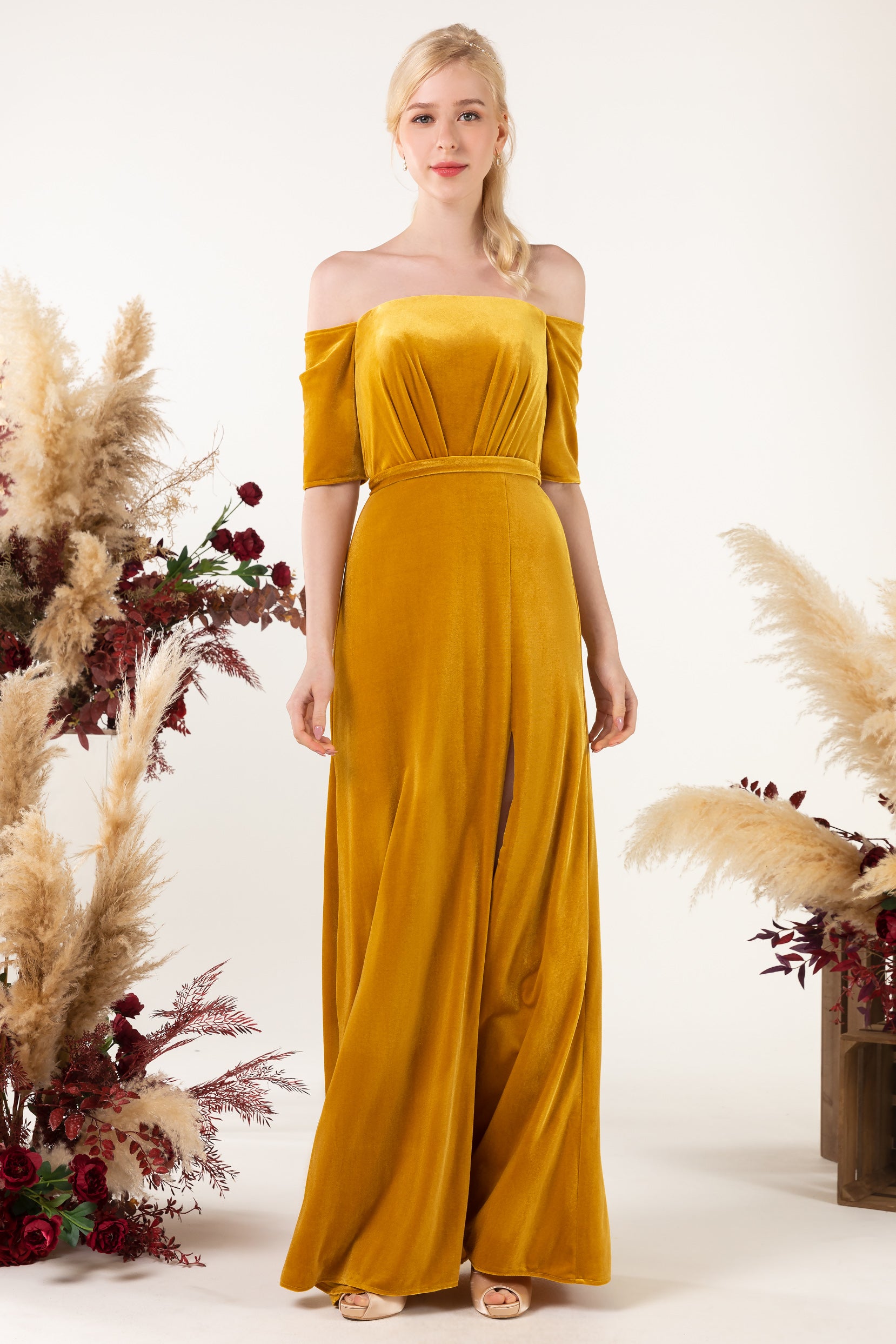 mustard velvet bridesmaid dress Velvet Infinity Bridesmaid Dress/Customization Size/40+ Color R20 Cranberry / Plus ( size 16-26)