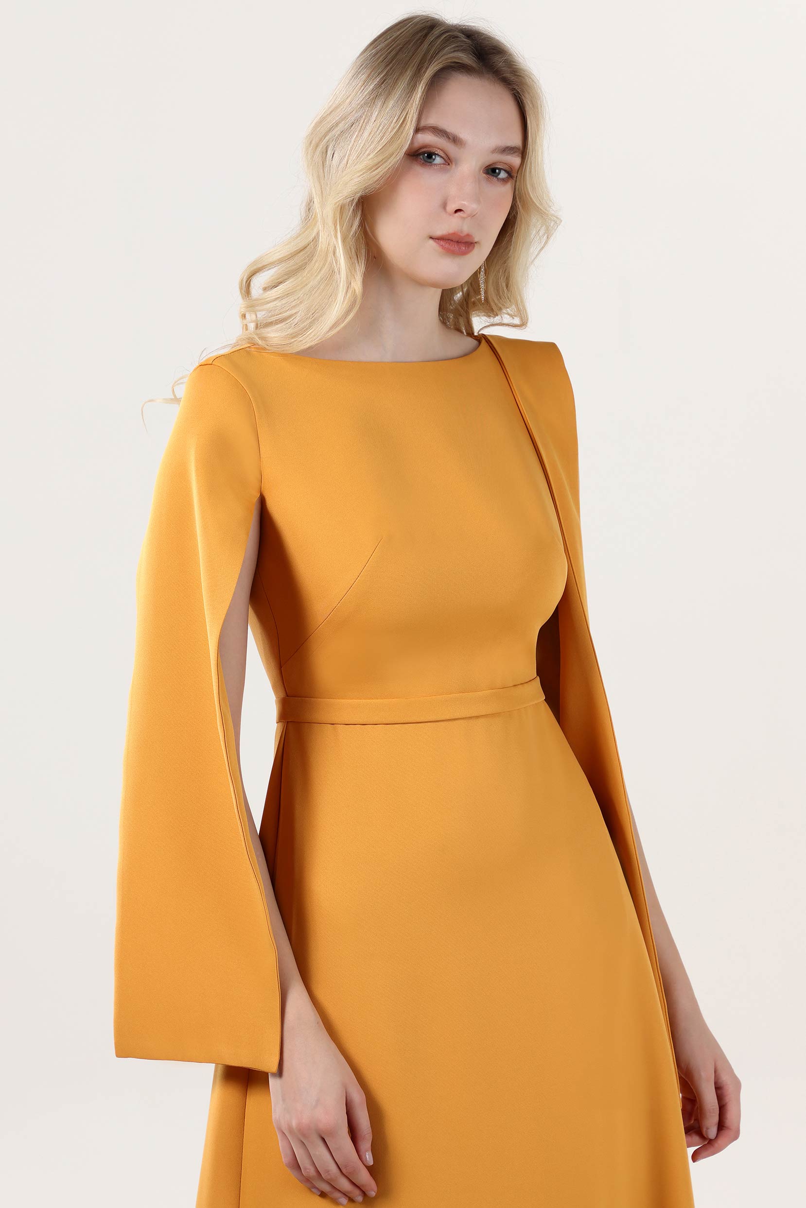 A-Line Maxi Stretch Crepe Formal Dress COCOMELODY CS0586, Ginger