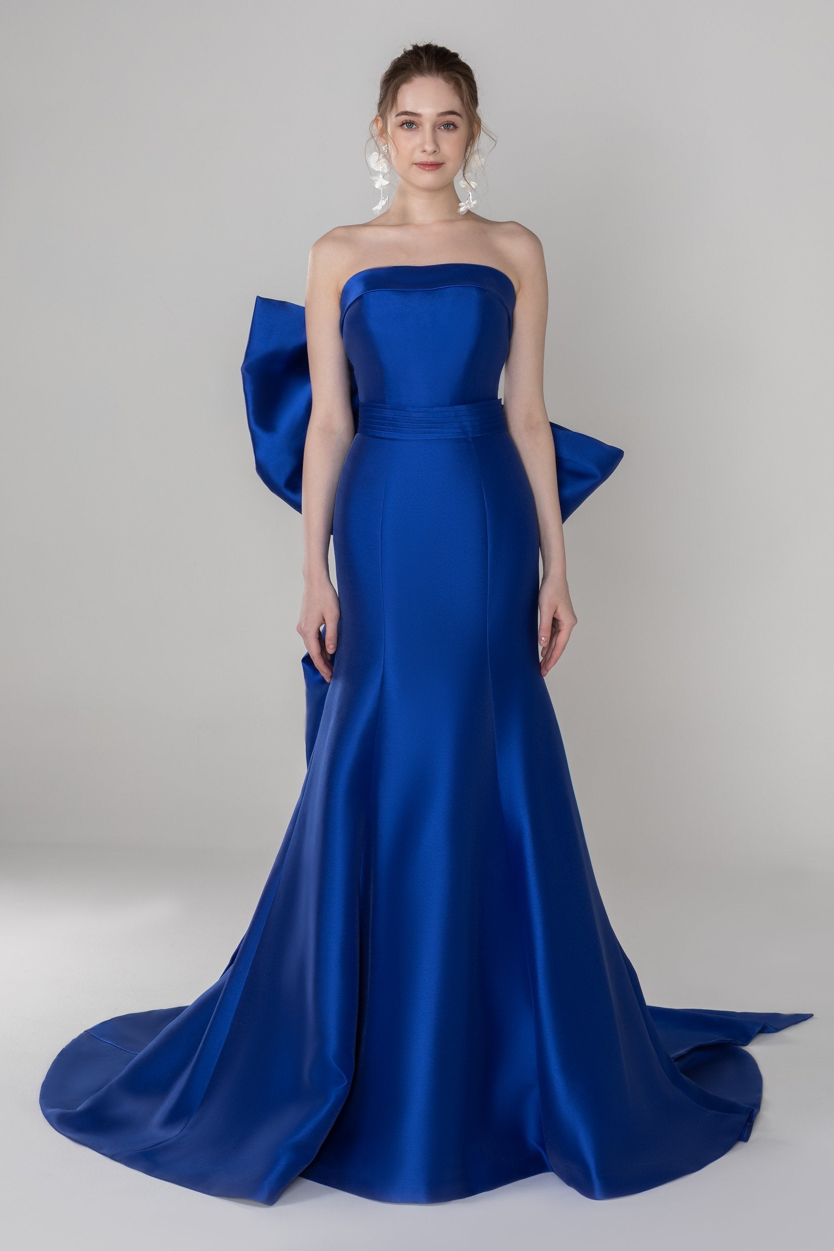 mikado bridesmaid dresses T222051 Glamorous Diamond Mikado Mermaid Gown Strapless Neckline and Hand Beaded Waist