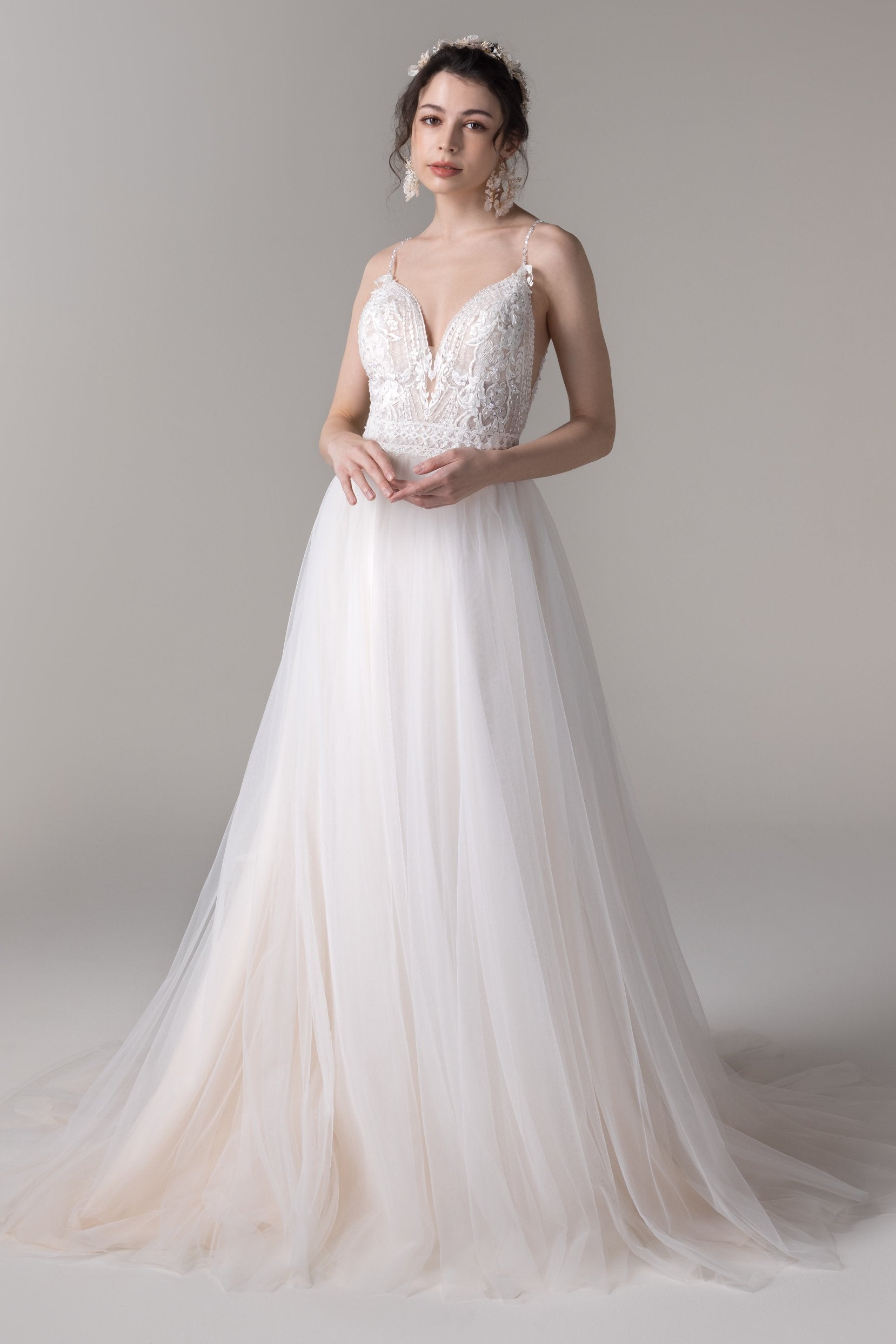 knee length dresses for ladies Aliana Beautiful Off-Shoulder with Gloves White Wedding Dress M / White main image 1