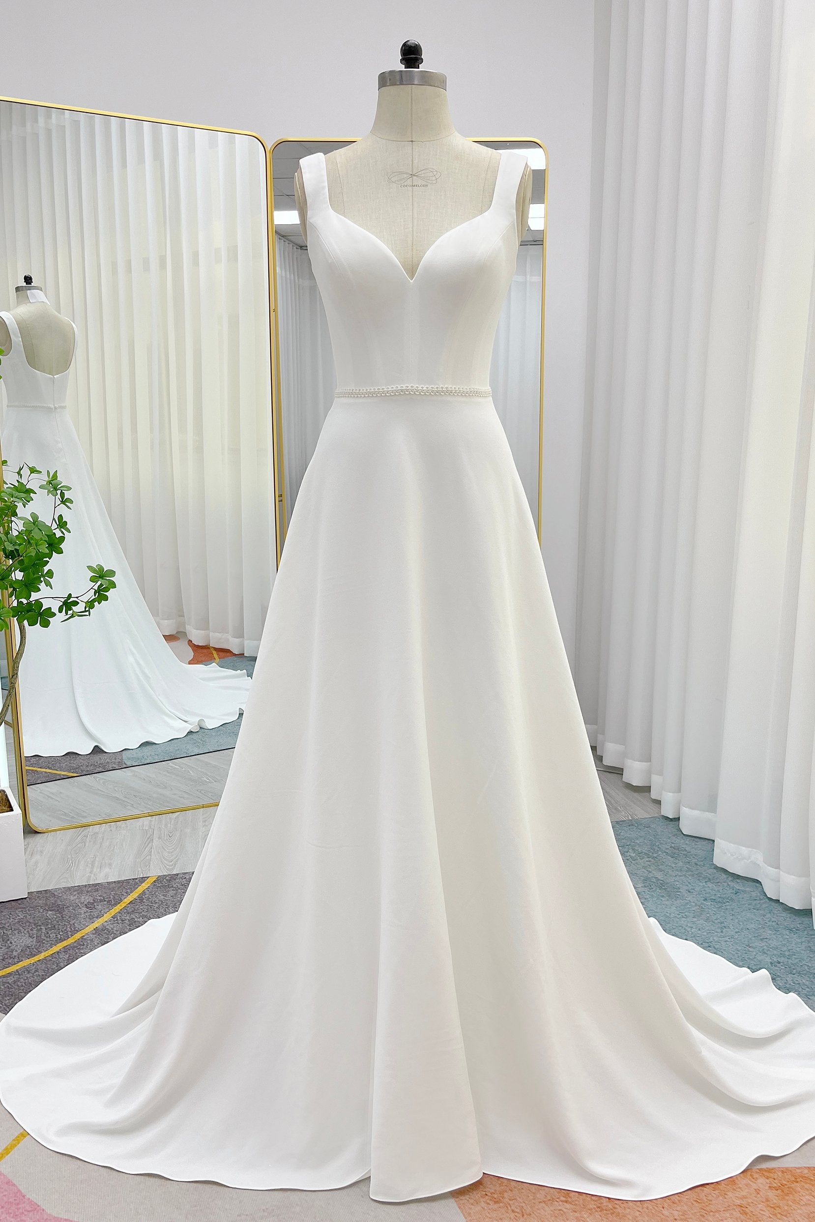 A-Line Sweep-Brush Train Stretch Satin Zipper Wedding Dress COCOMELODY CW3287, 35 Days / As Picture:Ivory / US0-UK2-EUR30 A-Line Sweep-Brush Train Stretch Satin Zipper Wedding Dress COCOMELODY CW3287, 35 Days / As Picture:Ivory / US0-UK2-EUR30