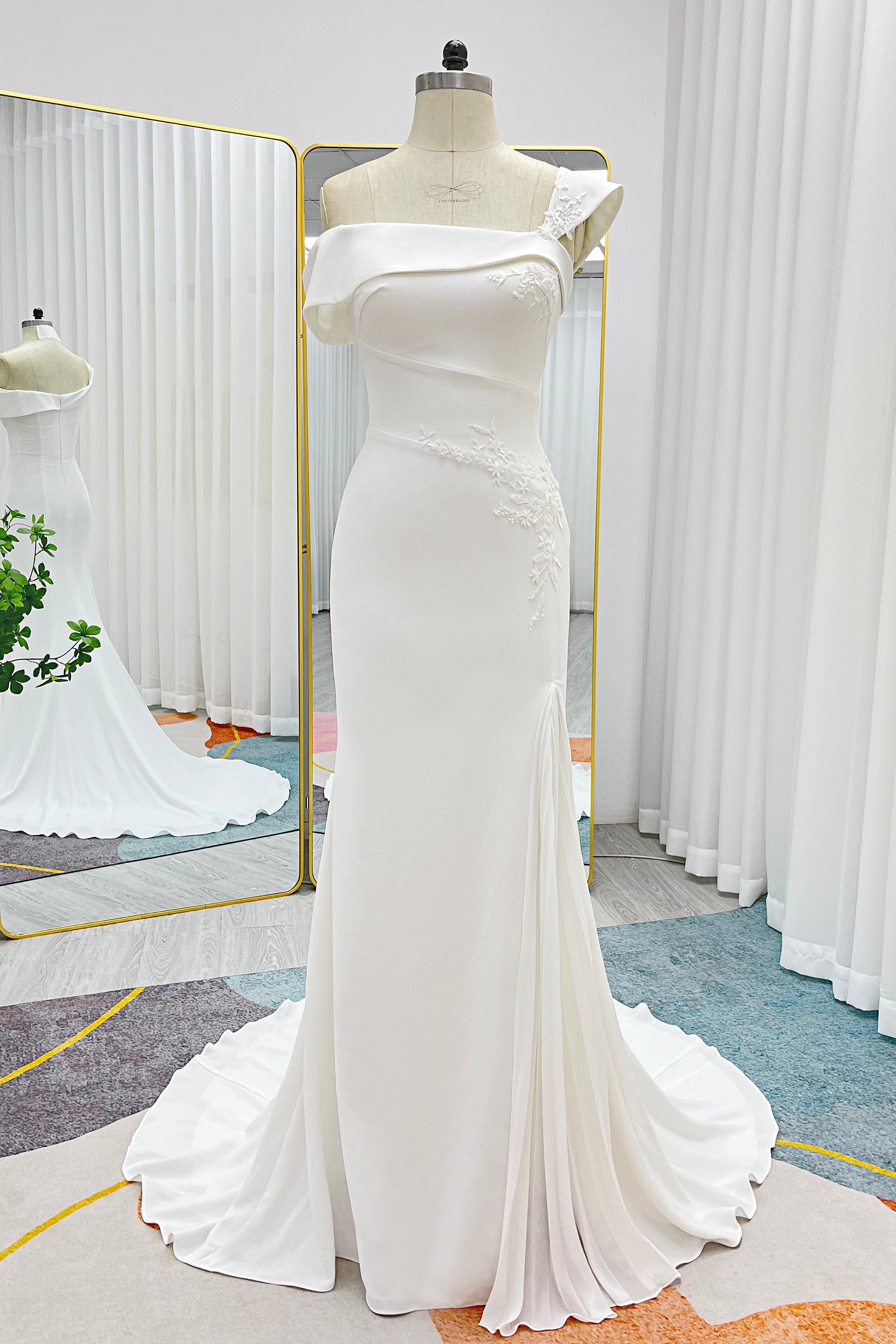 fall mermaid wedding dresses Bell Sleeves Bohemian Lace Mermaid Destination Wedding Gown