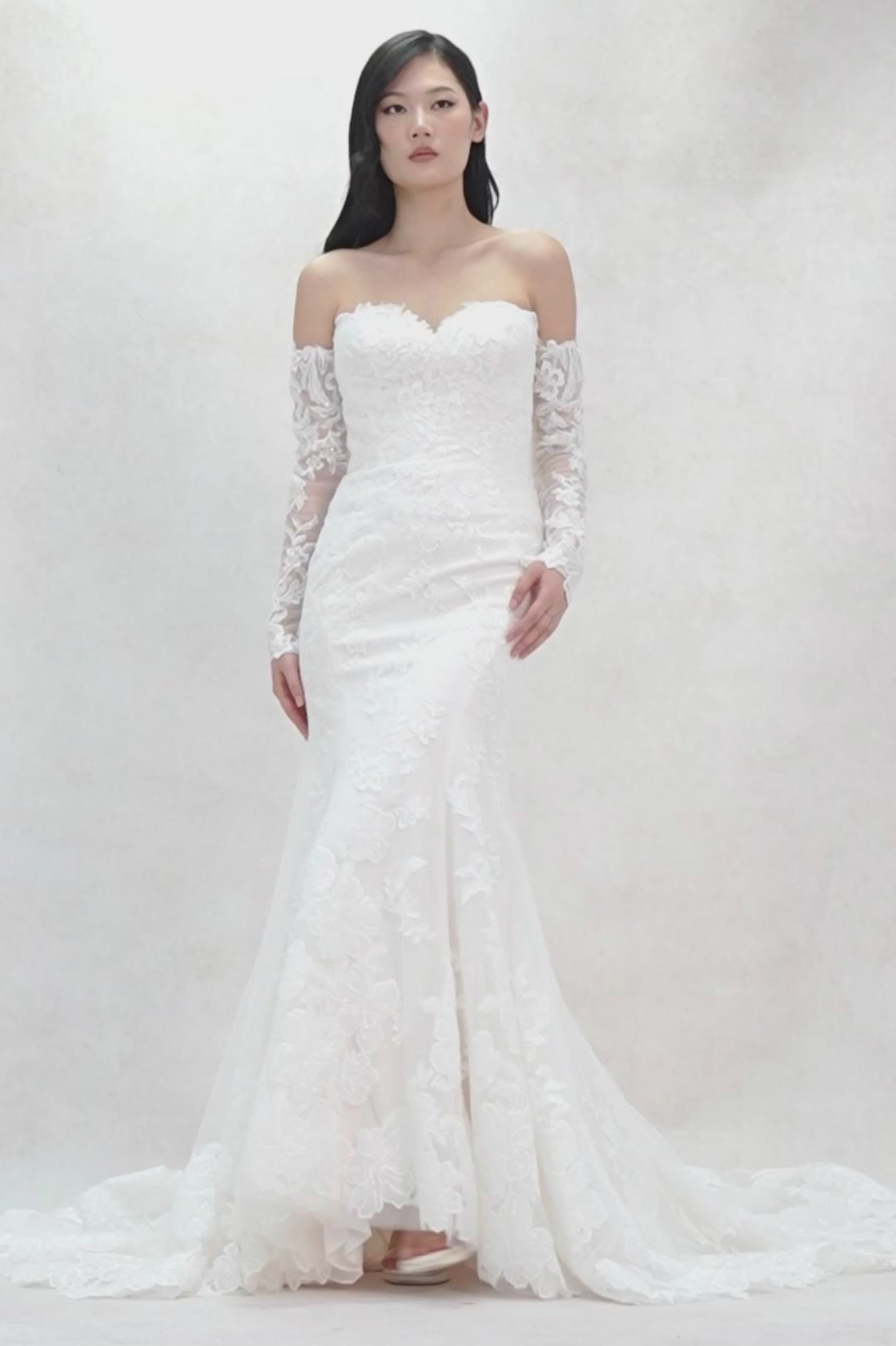 Trumpet-Mermaid Chapel Train Tulle Wedding Dress CW3641 - COCOMELODY