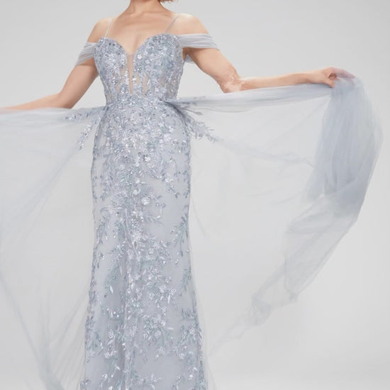 Sheath-Column Maxi Tulle Prom Dress CS1071 - COCOMELODY