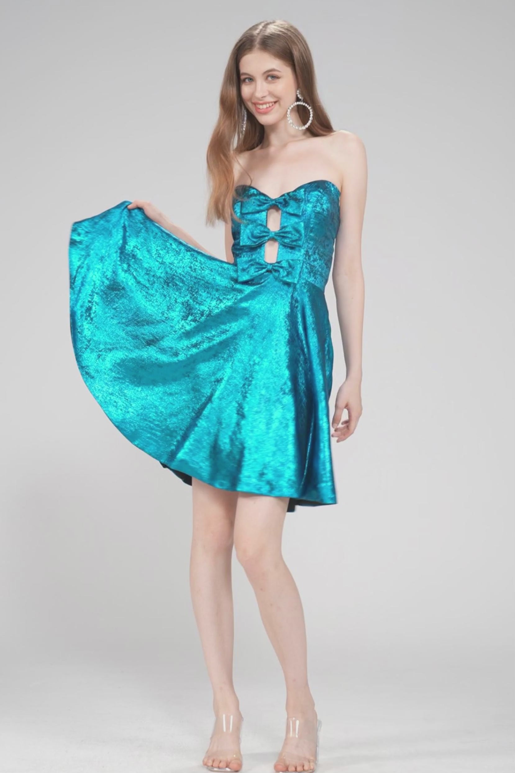 A-Line Mini Metallic Homecoming Dress CS0960 - COCOMELODY