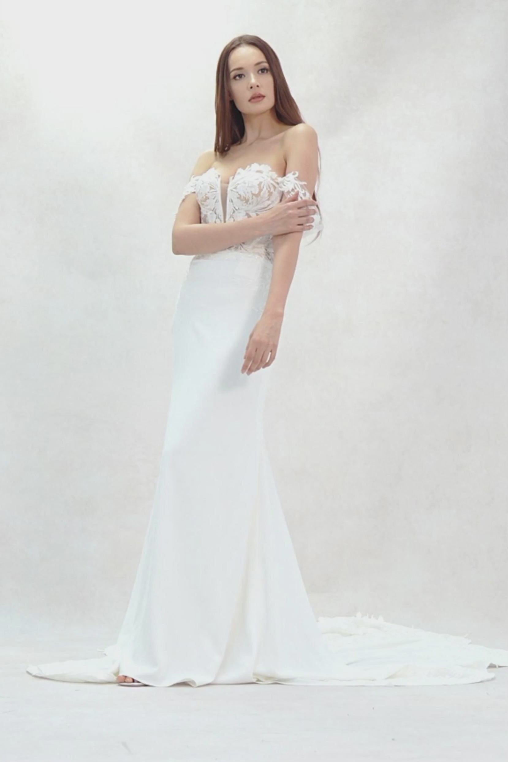 Trumpet-Mermaid Chapel Train Stretch Satin Wedding Dress CW3606 - COCOMELODY
