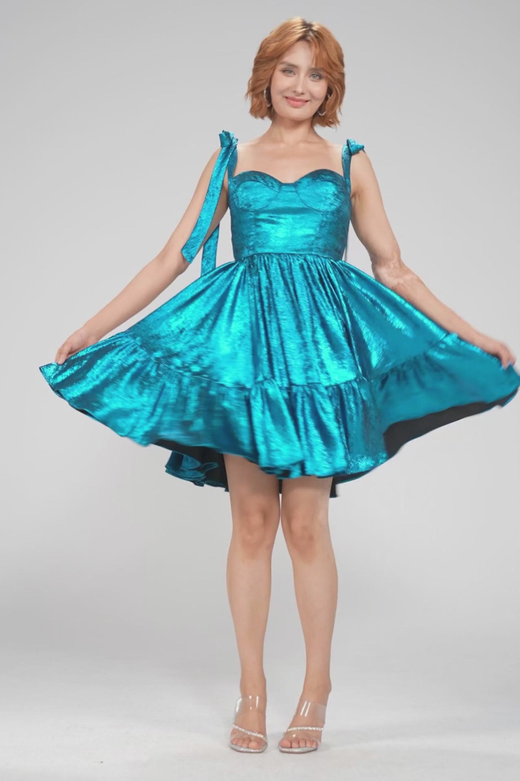 A-Line Mini Metallic Homecoming Dress CS0961 - COCOMELODY