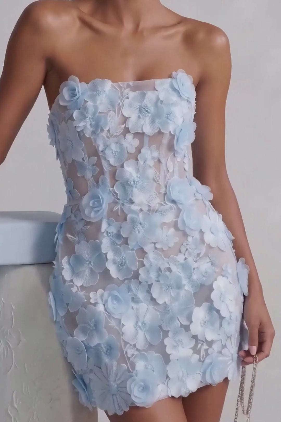 Sheath-Column Mini Lace Wedding Guest Dress CG0319
