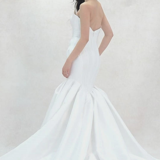 Trumpet-Mermaid Court Train Mikado Wedding Dress CW3650 - COCOMELODY