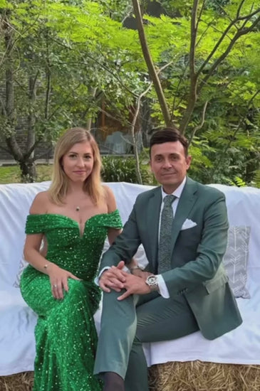 Trumpet-Mermaid Sweep-Brush Train Velvet Sequin Formal Dress CS0640 - COCOMELODY