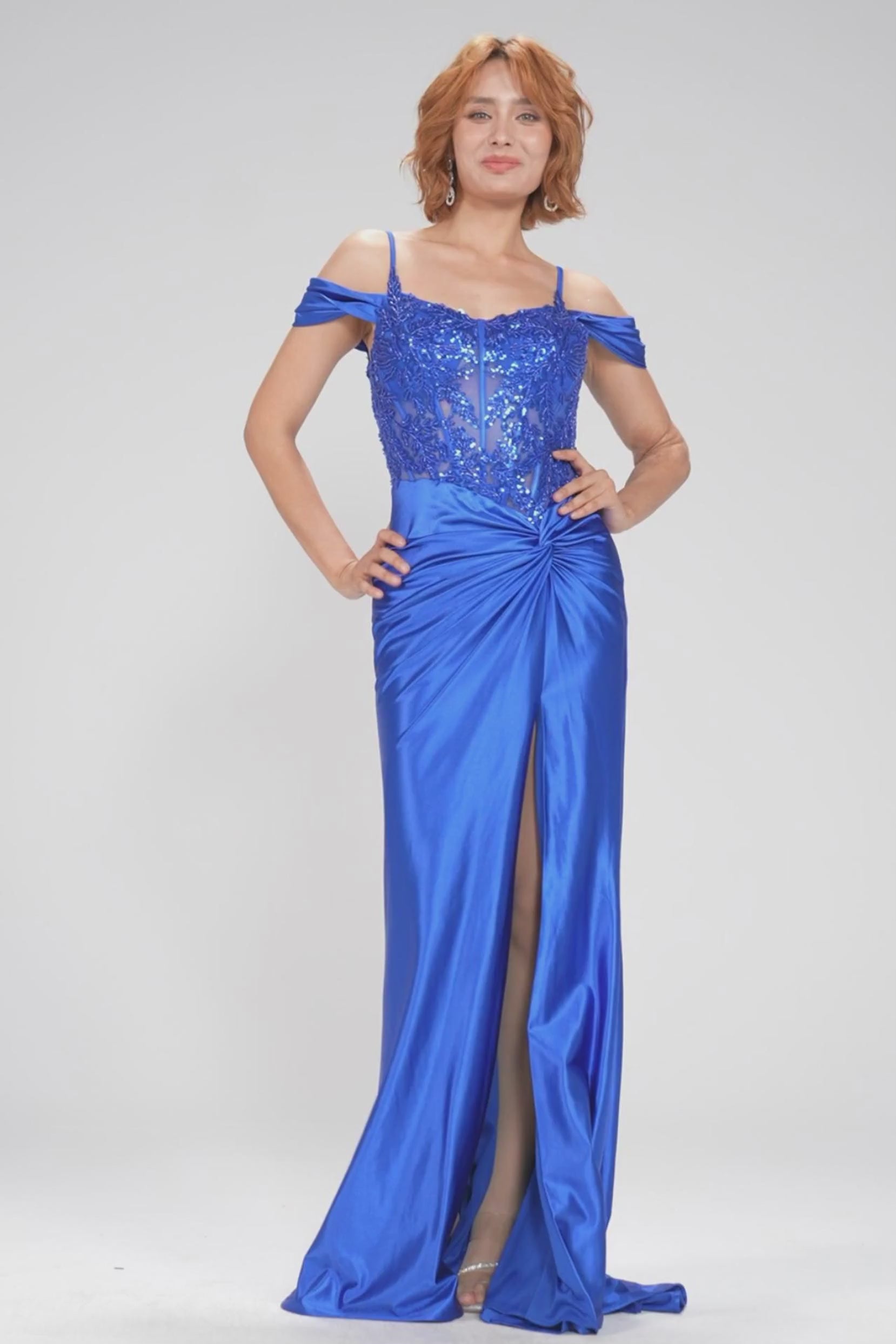 Sheath-Column Sweep-Brush Train Stretch Satin Prom Dress CS1053 - COCOMELODY