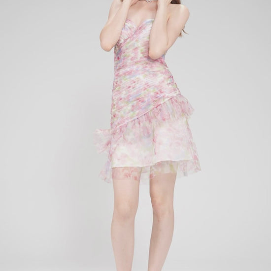 Sheath-Column  Mini Printed Gauze Homecoming Dress CS0987 - COCOMELODY
