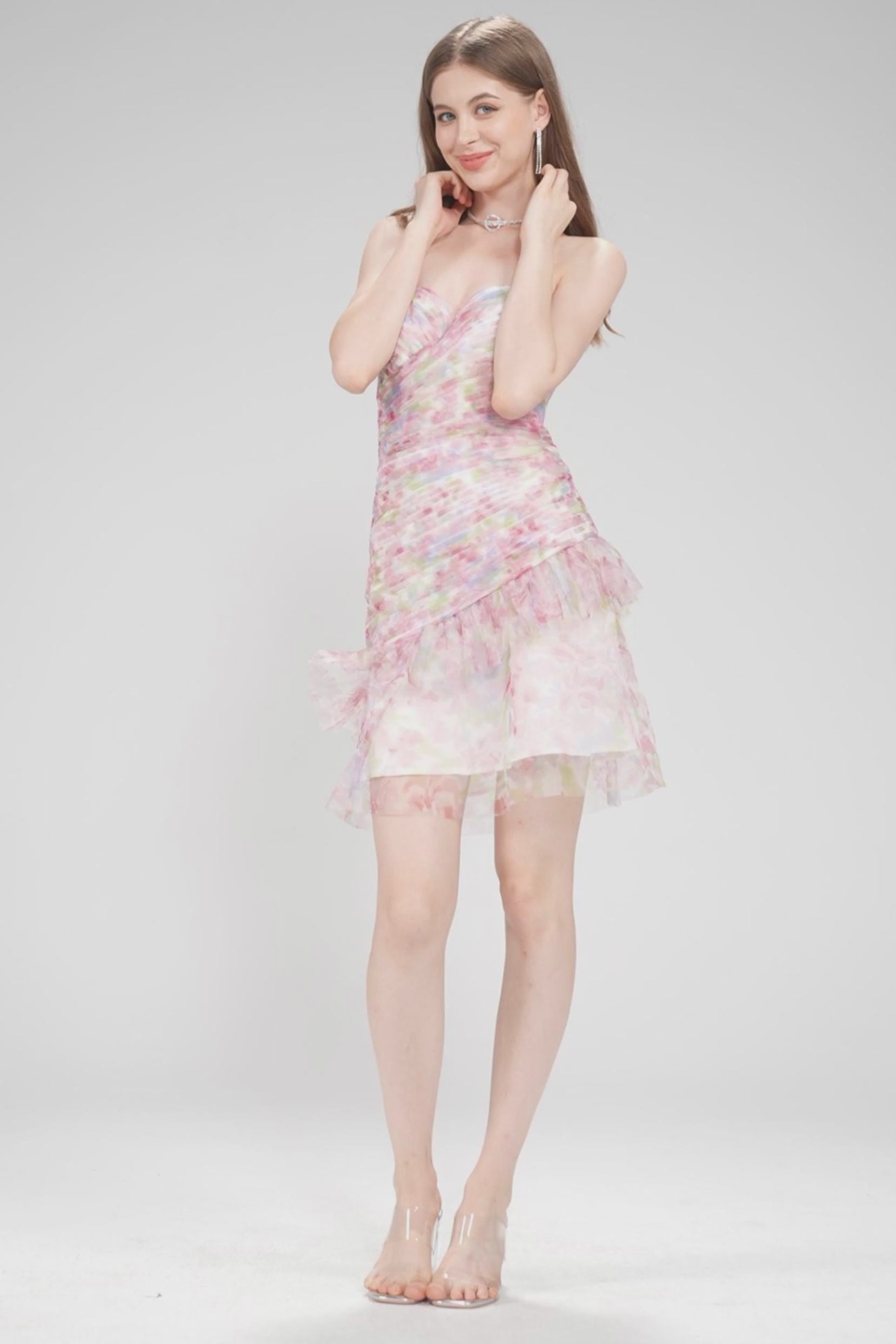 Sheath-Column  Mini Printed Gauze Homecoming Dress CS0987 - COCOMELODY