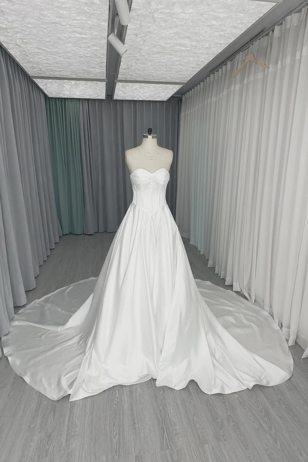 A-Line Court Train Satin Wedding Dress CW3502