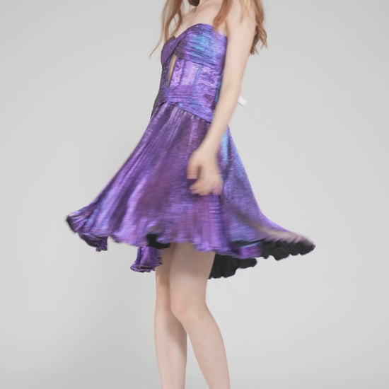 A-Line Mini Metallic Homecoming Dress CS0965 - COCOMELODY