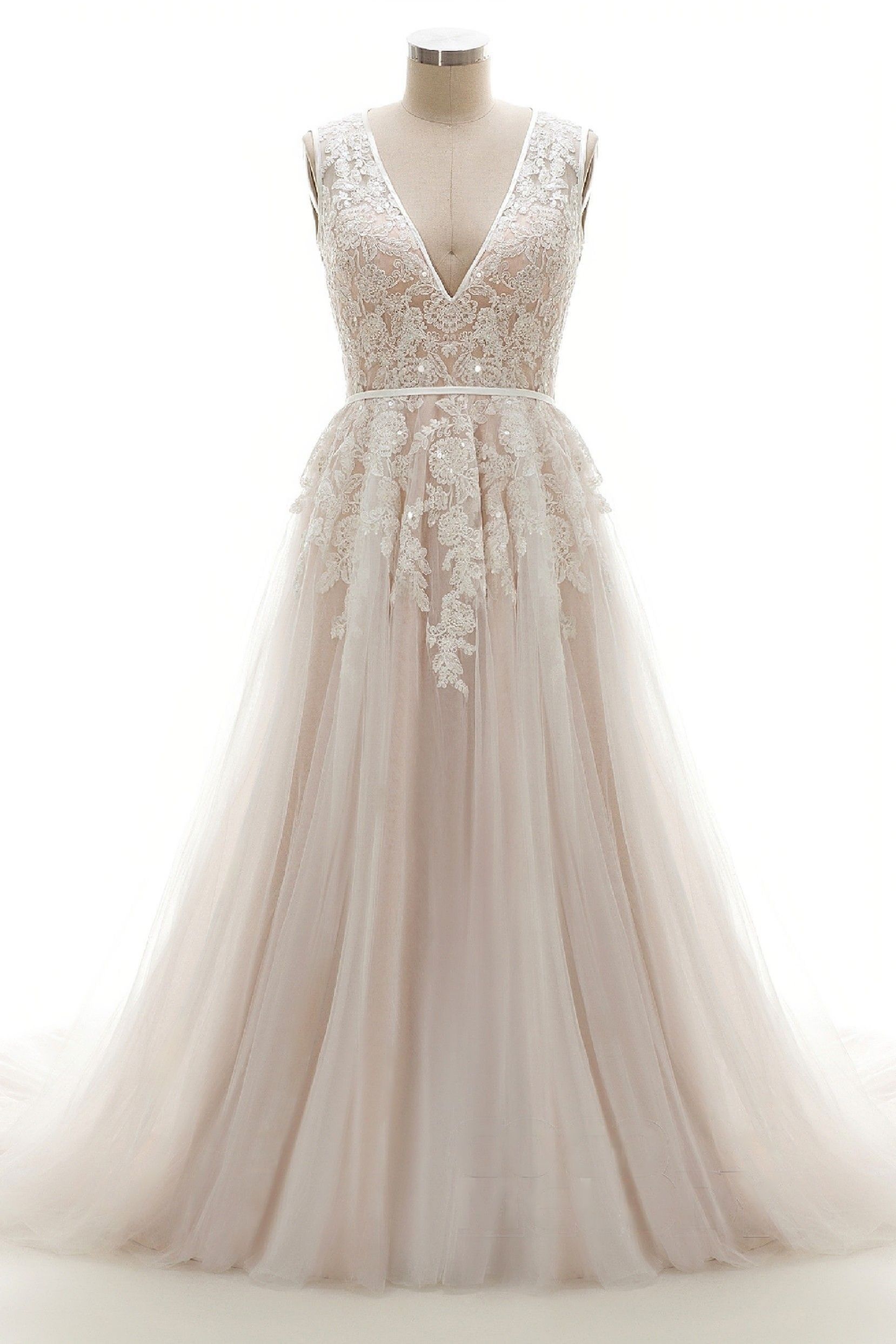 A-Line Court Train Tulle and Lace Wedding Dress COCOMELODY LD3932