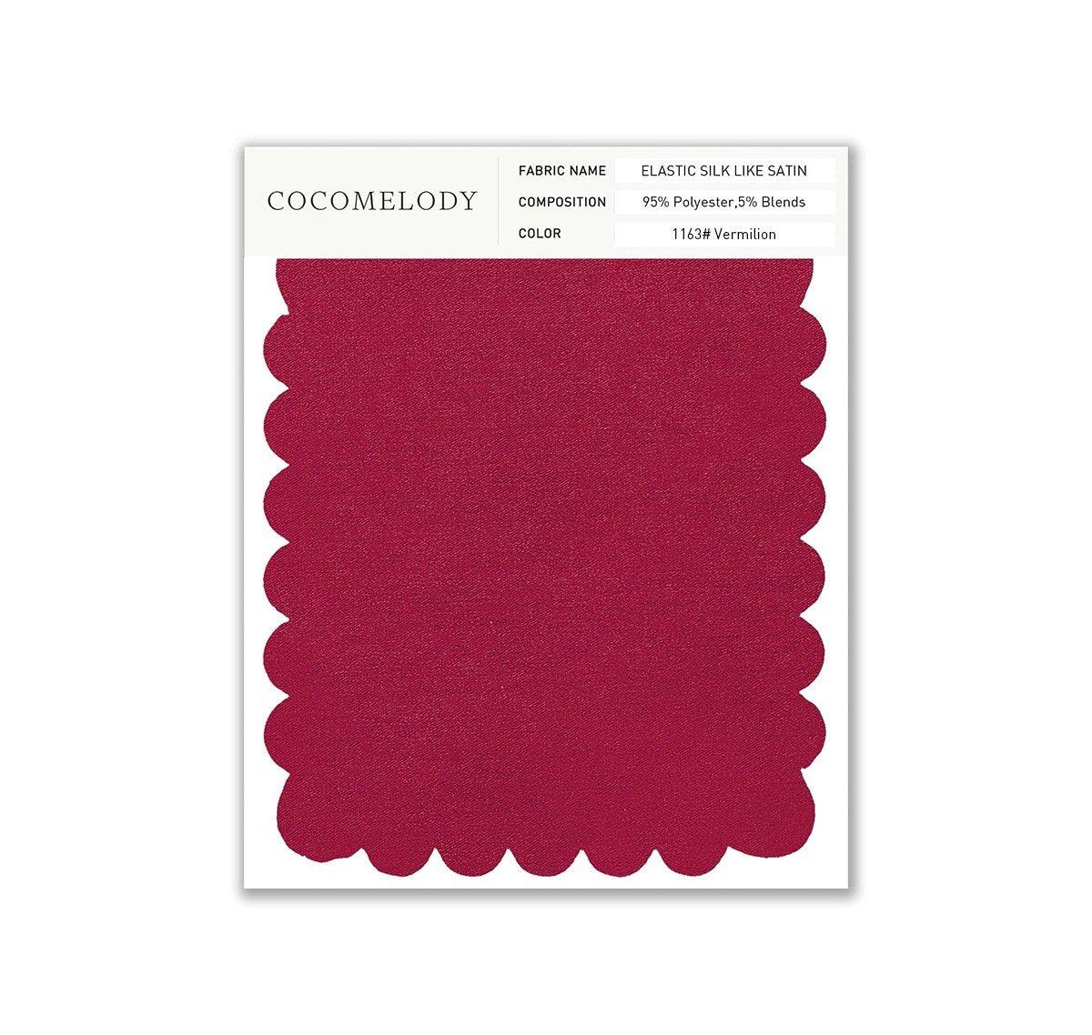 Elastic Silk like Satin Fabric Swatch in Single Color SWSS16005 - COCOMELODY