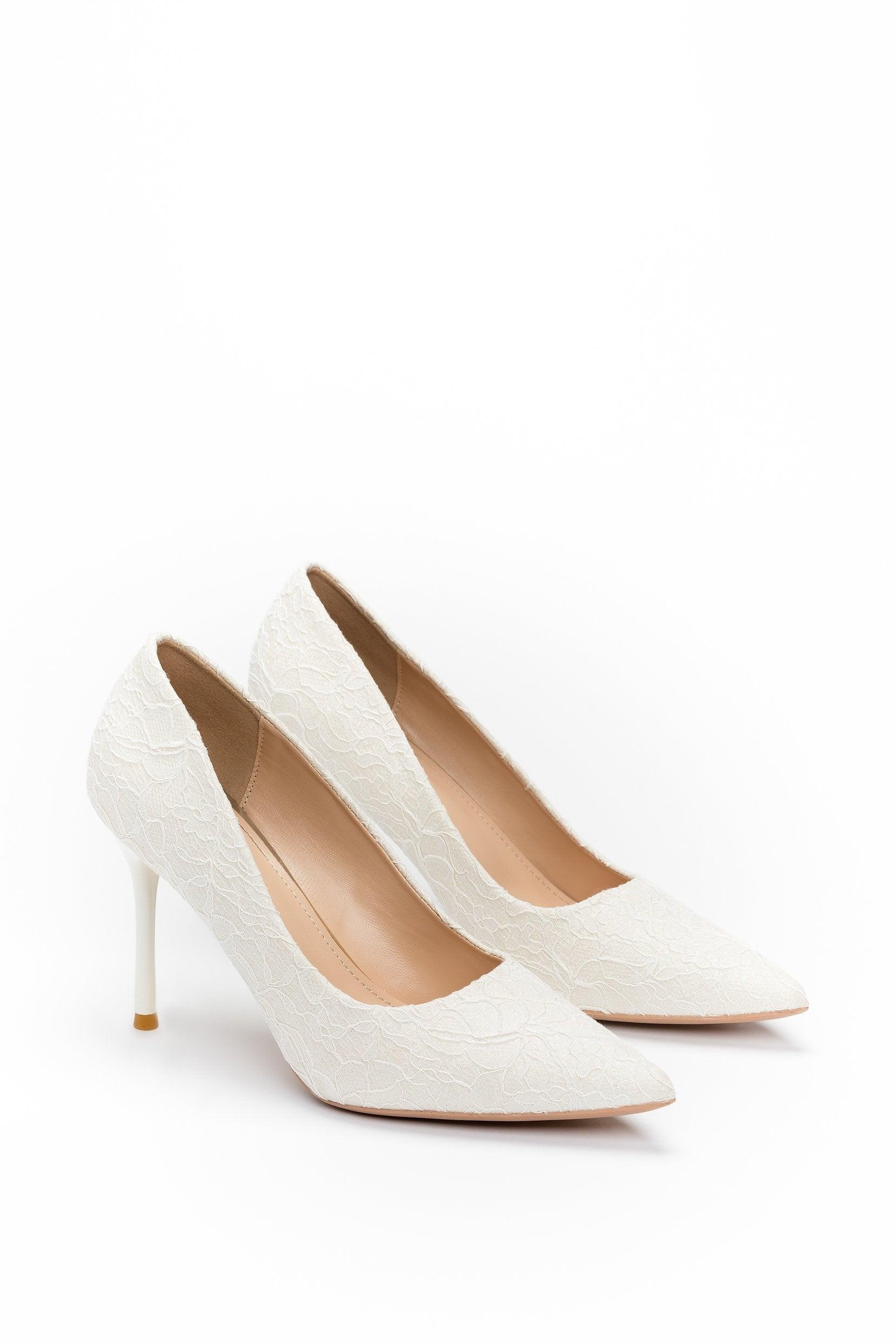 Stiletto Heel Lace Pointed Toe Bridal Shoes CK0102 - COCOMELODY