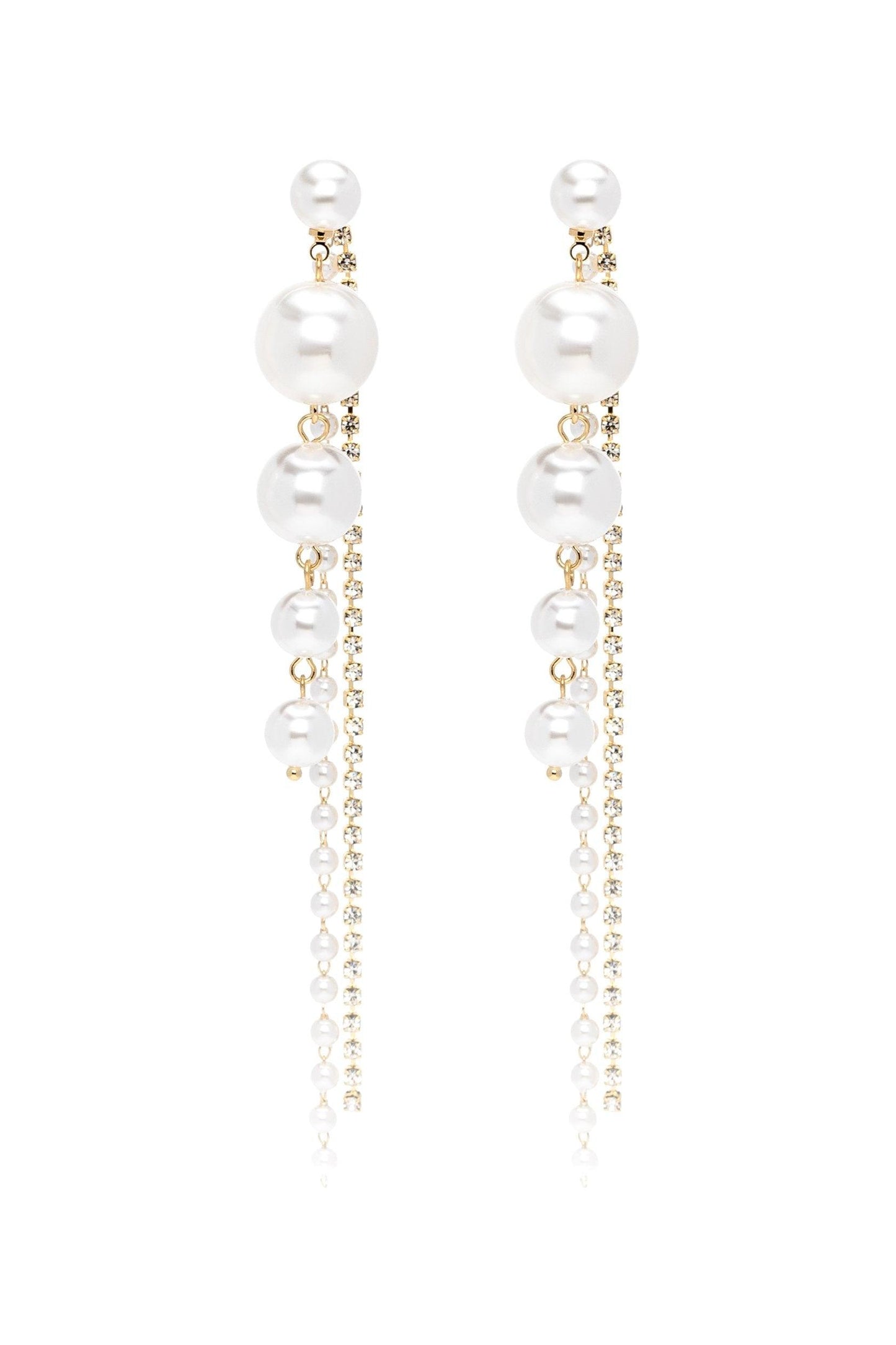 Alloy Earrings with Rhinestone Imitation Pearl CE0117 - COCOMELODY